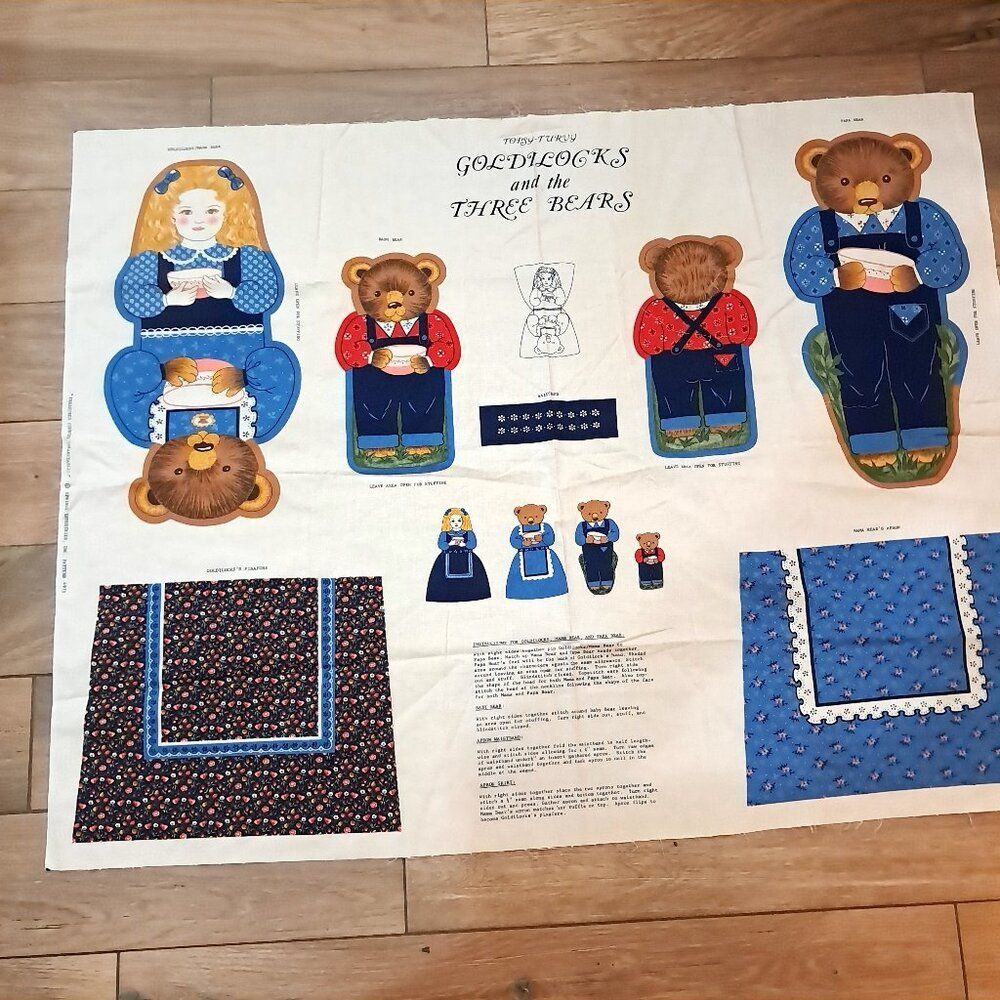 Topsy Turvy Goldilocks‎ & Three Bears Cut-N-Sew Fabric Panel Doll Springs 4971